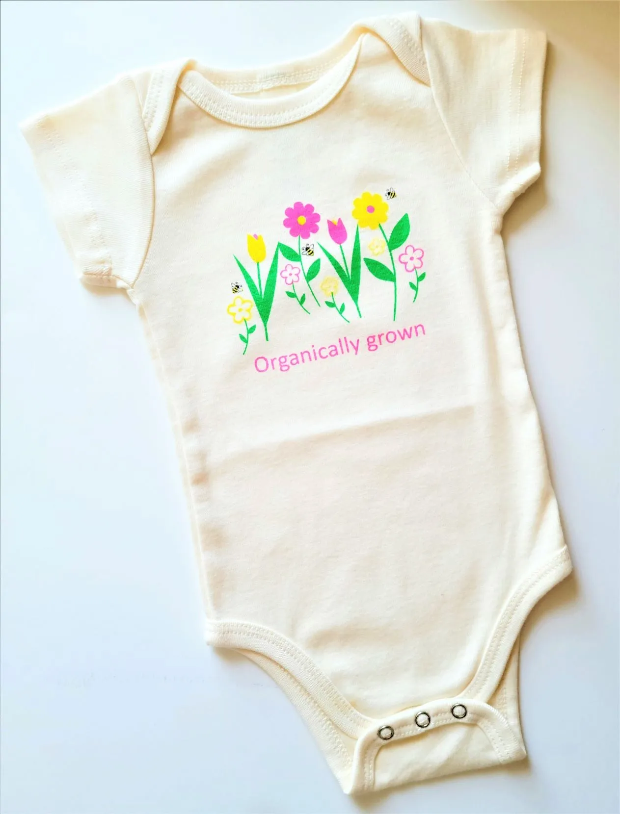 Local Honey Bumble Bee & Flowers Short Sleeve Romper & Hat Gift Set