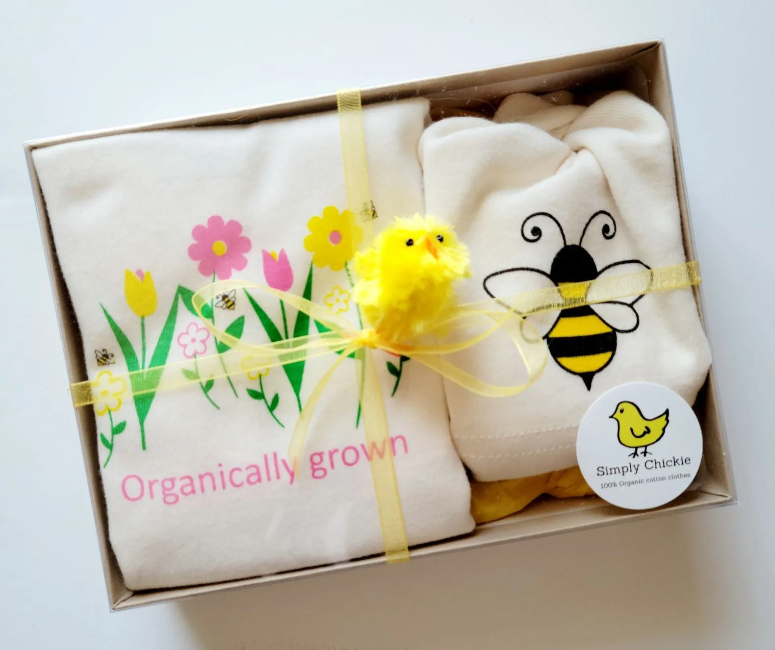 Local Honey Bumble Bee & Flowers Short Sleeve Romper & Hat Gift Set