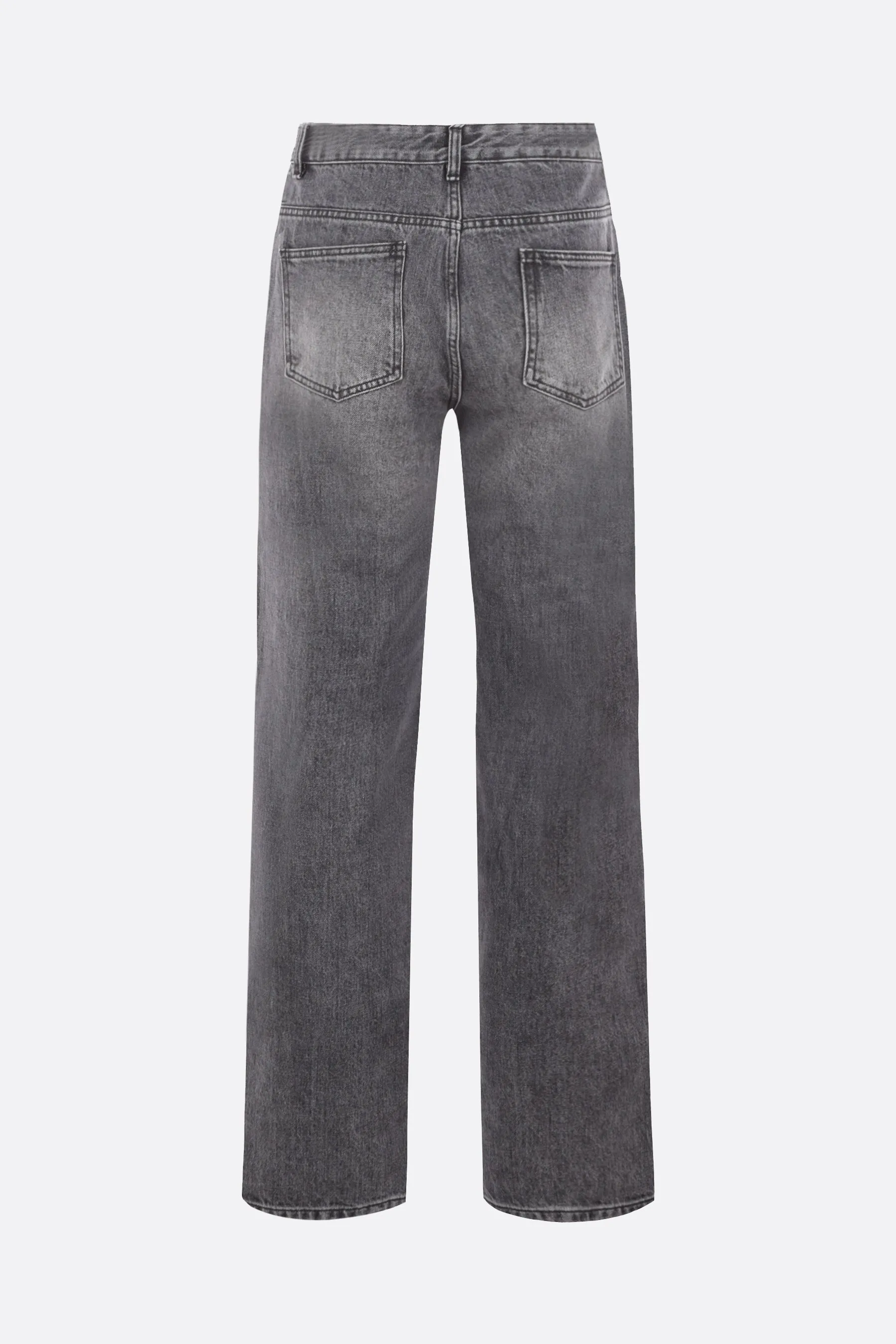 Pleated Wave Pattern Denim Jeans