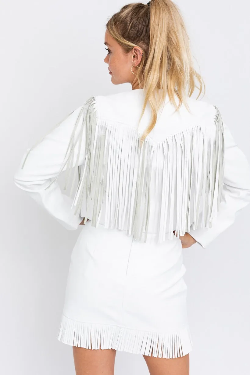 Vegan Leather Fringe Jacket