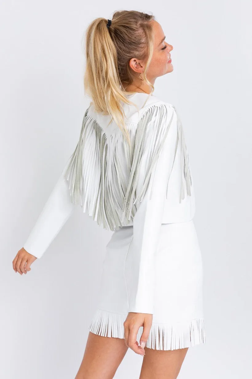 Vegan Leather Fringe Jacket