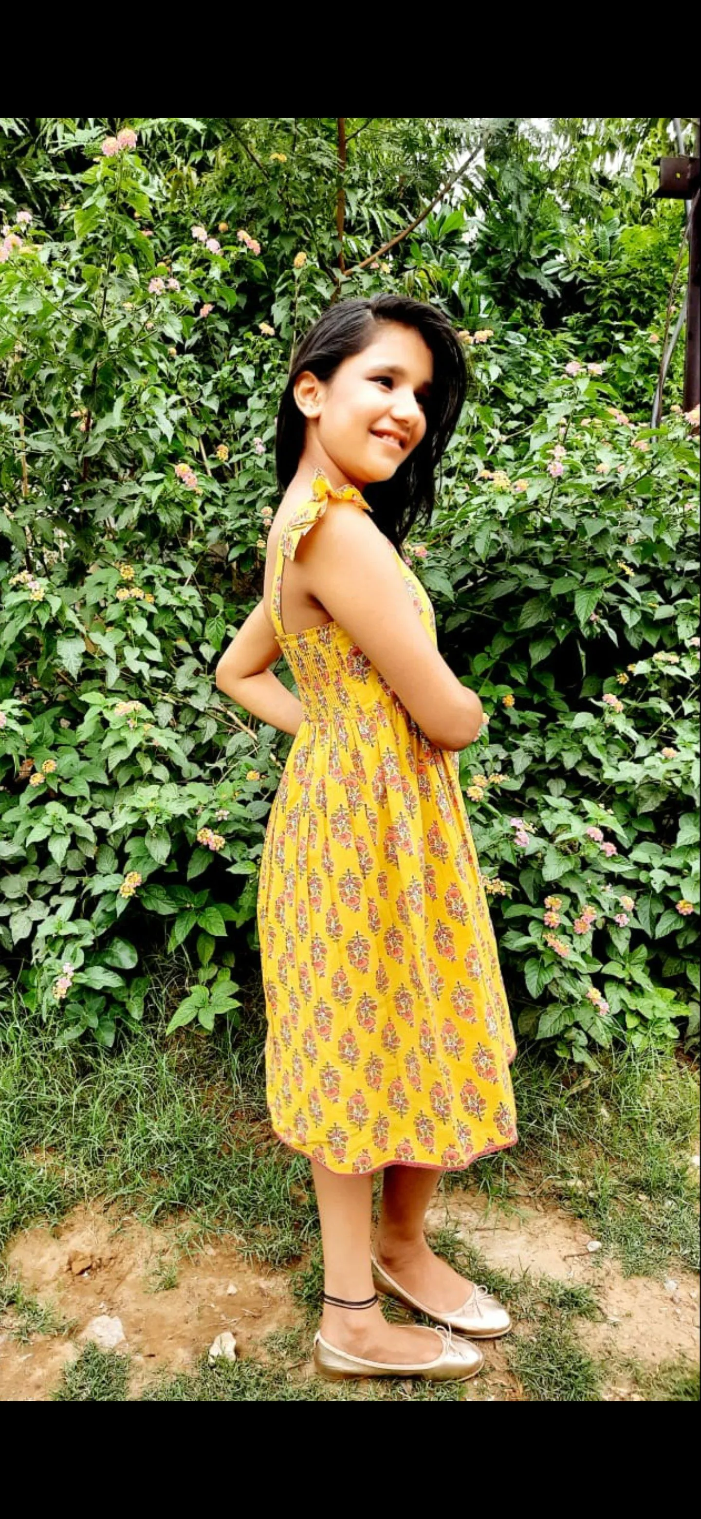 Yellow Flutter Sleeves Dress